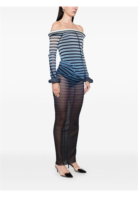 abito lungo 3d collar and cuff donna nero e blu JEAN PAUL GAULTIER | 25/33-F-RO294-T575005956